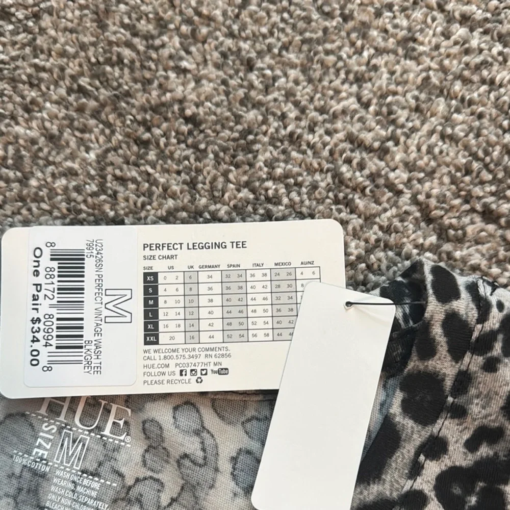 HUE Black and White Animal Print Short Sleeve Tee - Picture 3 of 4